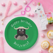 Funny stromend water buffalo cartoon papieren bordje (Feest)