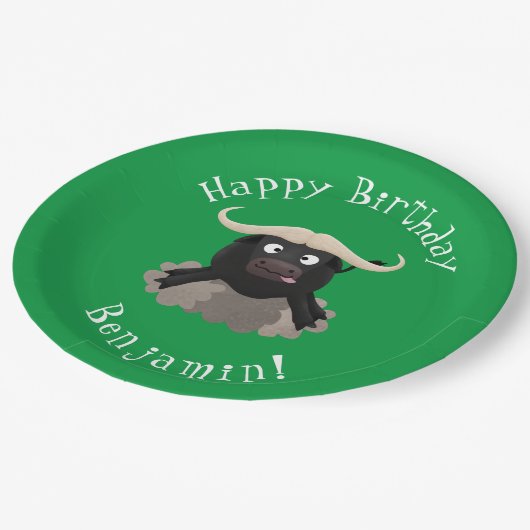 Funny stromend water buffalo cartoon papieren bordje (Gekanteld)