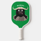 Funny stromend water buffalo cartoon pickleball paddle (Voorkant)