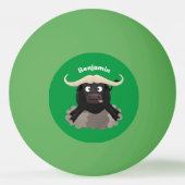 Funny stromend water buffalo cartoon pingpongbal (Voorkant)