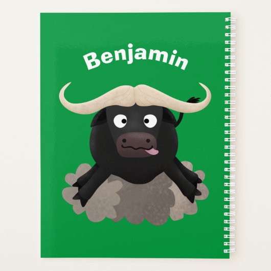 Funny stromend water buffalo cartoon planner (Achterkant)