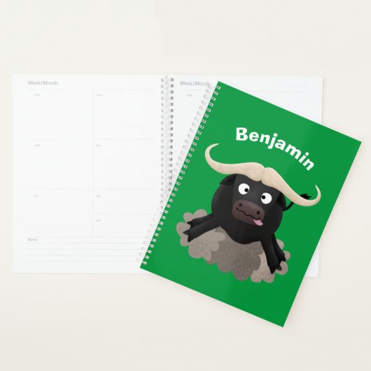 Funny stromend water buffalo cartoon planner (Display)