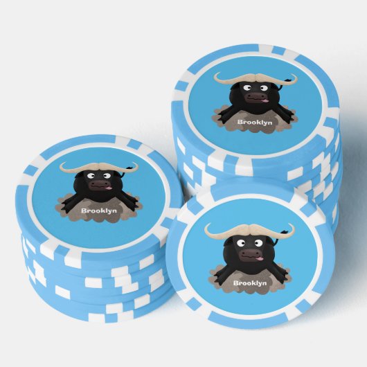 Funny stromend water buffalo cartoon poker chips (Opstapeling)