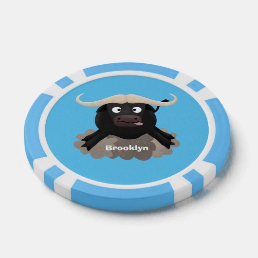 Funny stromend water buffalo cartoon poker chips (Enkel)