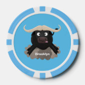 Funny stromend water buffalo cartoon poker chips (Voorkant)