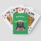 Funny stromend water buffalo cartoon pokerkaarten (Achterkant)