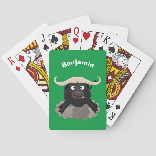 Funny stromend water buffalo cartoon pokerkaarten (Achterkant)