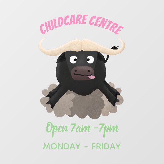 Funny stromend water buffalo cartoon raamsticker (Vel)