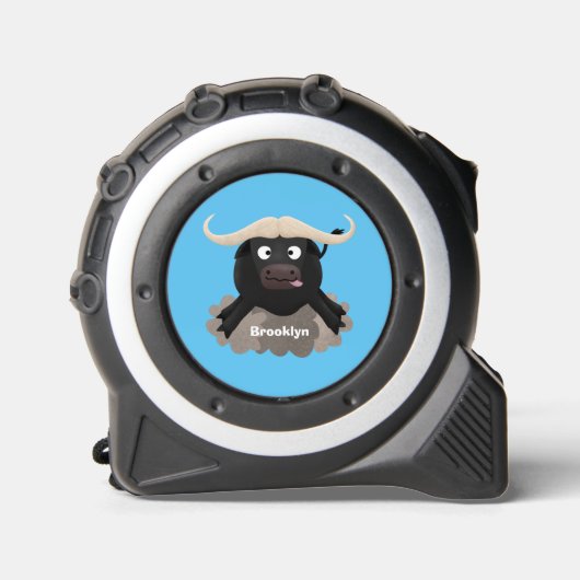 Funny stromend water buffalo cartoon rolmaat (Voorkant)