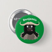 Funny stromend water buffalo cartoon ronde button 5,7 cm (Voorkant /achterkant)