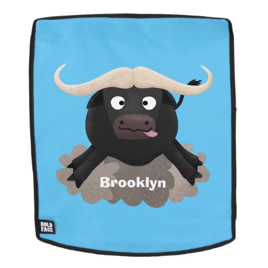 Funny stromend water buffalo cartoon rugtassen (Verwijderbaar gezicht)