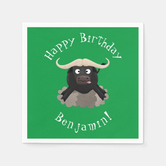 Funny stromend water buffalo cartoon servet (Voorkant)