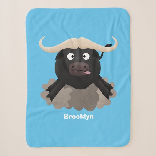 Funny stromend water buffalo cartoon sherpa deken (Voorkant)