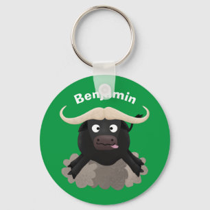 Funny stromend water buffalo cartoon sleutelhanger