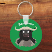 Funny stromend water buffalo cartoon sleutelhanger (Voorkant)