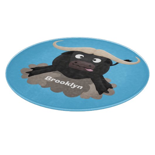 Funny stromend water buffalo cartoon snijplank (Hoek)