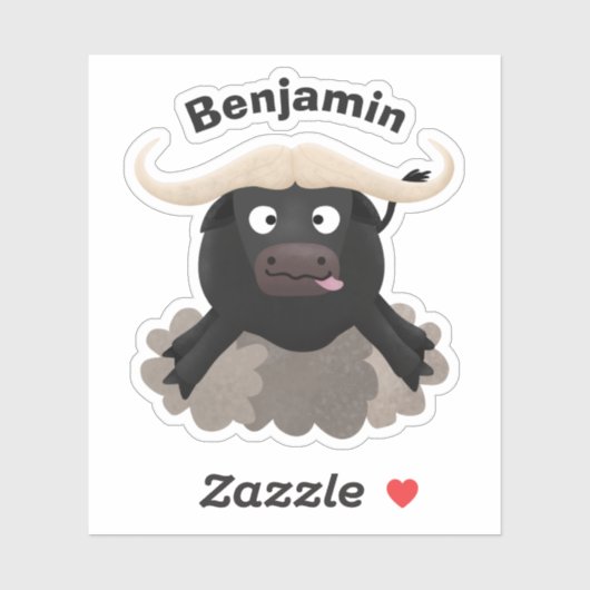 Funny stromend water buffalo cartoon sticker (Vel)