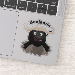 Funny stromend water buffalo cartoon sticker