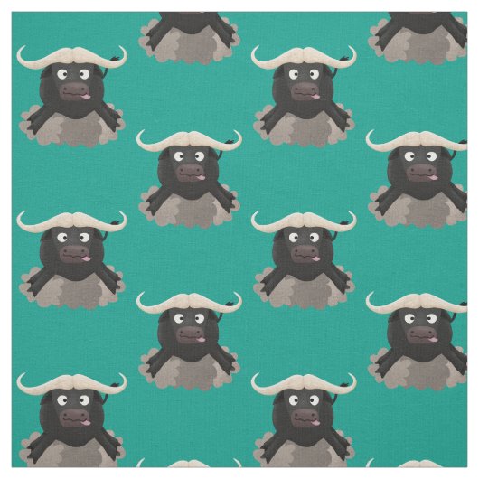 Funny stromend water buffalo cartoon stof (Swatch)