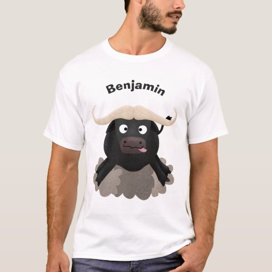 Funny stromend water buffalo cartoon t-shirt (Voorkant)