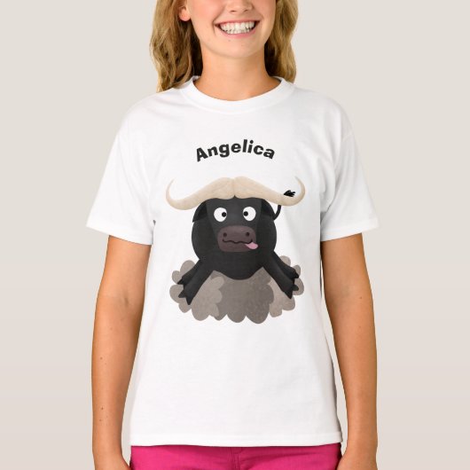 Funny stromend water buffalo cartoon t-shirt (Voorkant)