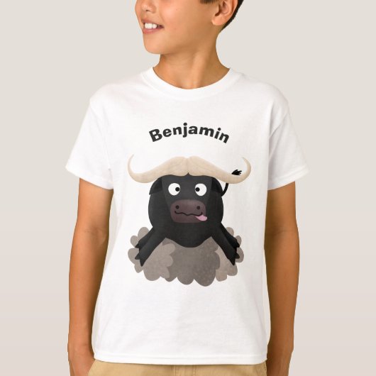 Funny stromend water buffalo cartoon t-shirt (Voorkant)