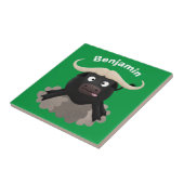 Funny stromend water buffalo cartoon tegeltje (Zijkant)