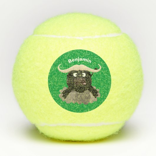 Funny stromend water buffalo cartoon tennisballen (Voorkant)