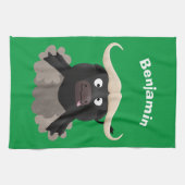 Funny stromend water buffalo cartoon theedoek (Horizontaal)