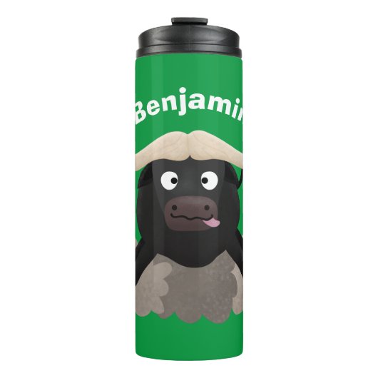 Funny stromend water buffalo cartoon thermosbeker (Voorkant)