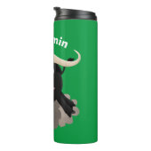 Funny stromend water buffalo cartoon thermosbeker (Geroteerd rechts)