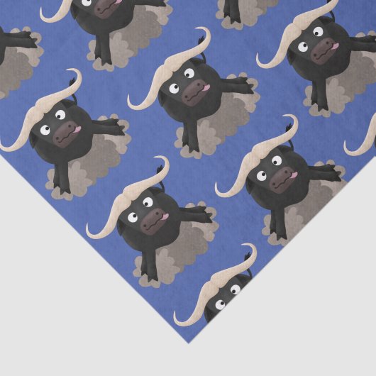 Funny stromend water buffalo cartoon tissuepapier (Detail)