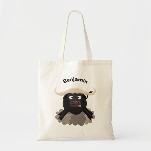 Funny stromend water buffalo cartoon tote bag (Voorkant)
