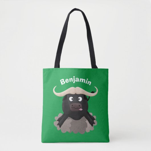 Funny stromend water buffalo cartoon tote bag (Voorkant)