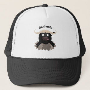Funny stromend water buffalo cartoon trucker pet