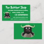 Funny stromend water buffalo cartoon visitekaartje (Voorkant / Achterkant)