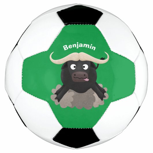 Funny stromend water buffalo cartoon voetbal (Voorkant)