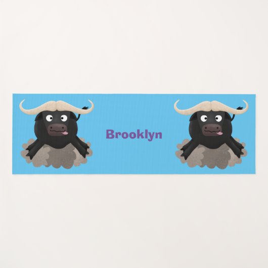 Funny stromend water buffalo cartoon yogamat (Voorkant (horizontaal))