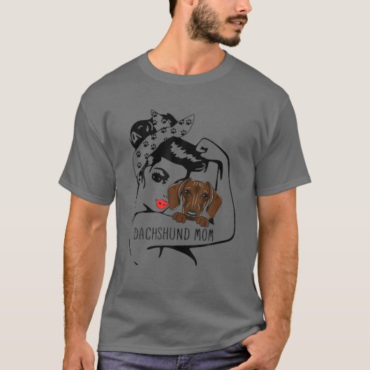 Funny Strong Girl Dog Dachshund Mam T-shirt (Voorkant)