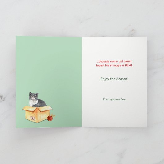 Funny Struggle is echt kat kerst Feestdagen Kaart (Binnen)