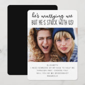 Funny Stuck met ons Foto Bridesmaid proposal Kaart (Voorkant / Achterkant)