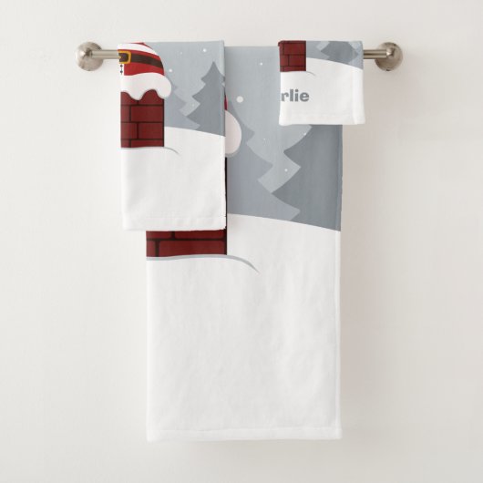 Funny Stuck Santa, aangepaste handdoekset Bad Handdoek (Insitu)