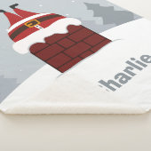 Funny Stuck Santa, aangepaste naam fleece blanket Sherpa Deken (3/4)