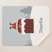 Funny Stuck Santa, aangepaste naam fleece blanket Sherpa Deken (Voorkant (horizontaal))