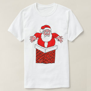 Funny Stuck Santa Kerstmis Eve Chimney T-shirt