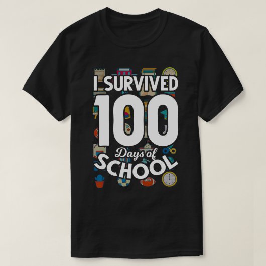 Funny Student Kid Gift Teacher I Survived 100 Days T-shirt (Design voorkant)