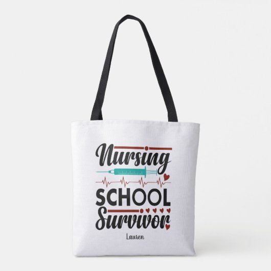 Funny Student Nurse Survivor Tote Bag (Achterkant)