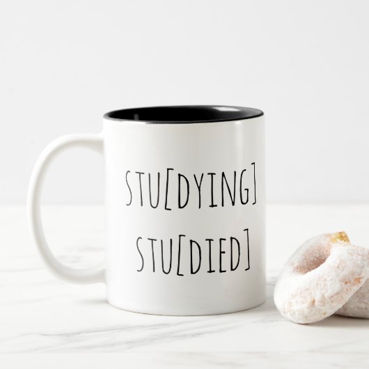Funny student, studeren, studeren tweekleurige koffiemok (Met donut)