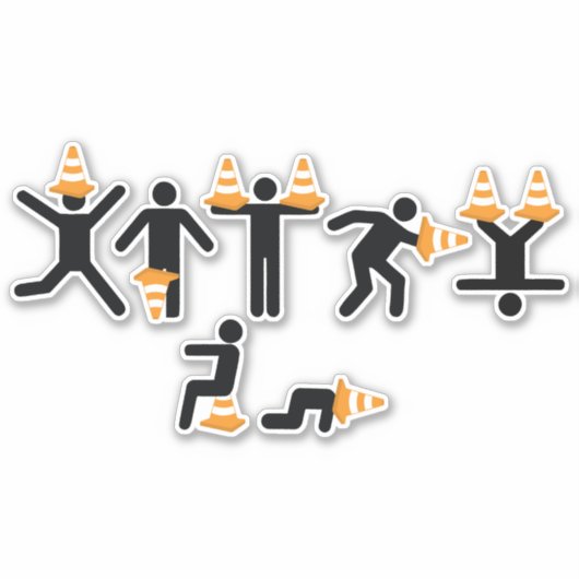 Funny Student Traffic Cones Graduation Party Sticker (Voorkant)