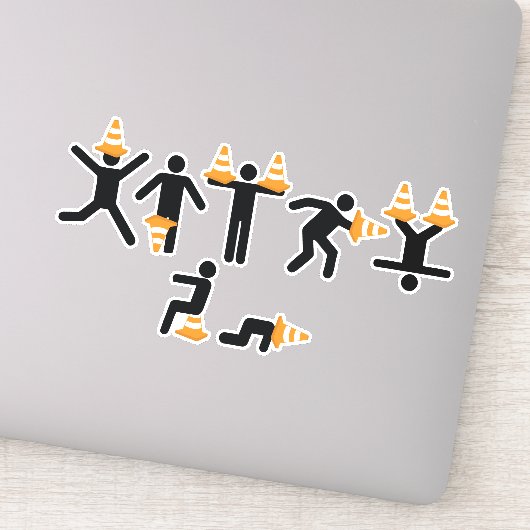 Funny Student Traffic Cones Graduation Party Sticker (Detail)